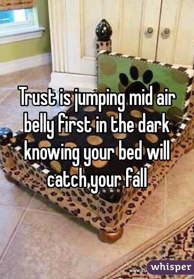 Trust is jumping mid air belly first in the dark knowing your bed will catch your fall
