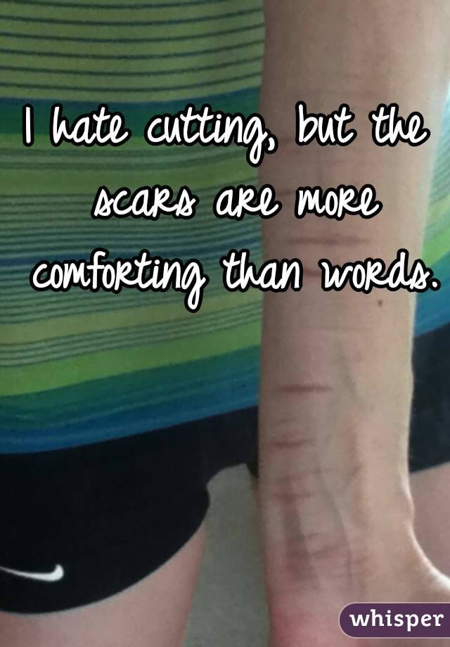 I hate cutting, but the scars are more comforting than words.