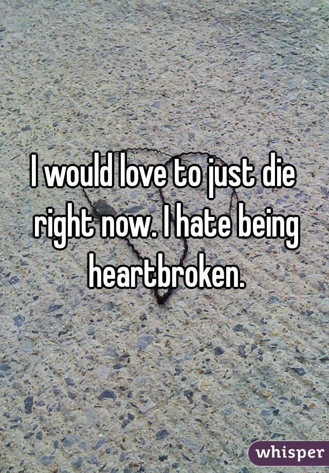 I would love to just die right now. I hate being heartbroken.
