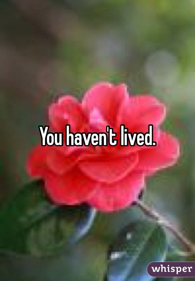 You haven't lived.