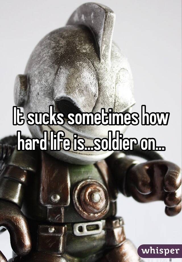 It sucks sometimes how hard life is...soldier on...