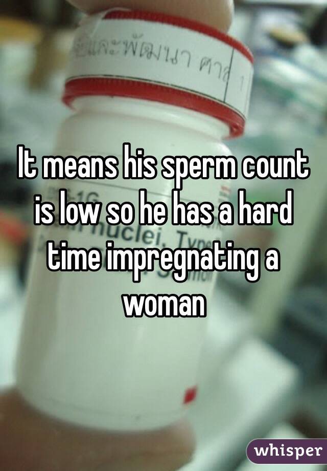 It means his sperm count is low so he has a hard time impregnating a woman 