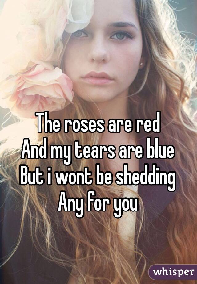 The roses are red
And my tears are blue
But i wont be shedding
Any for you