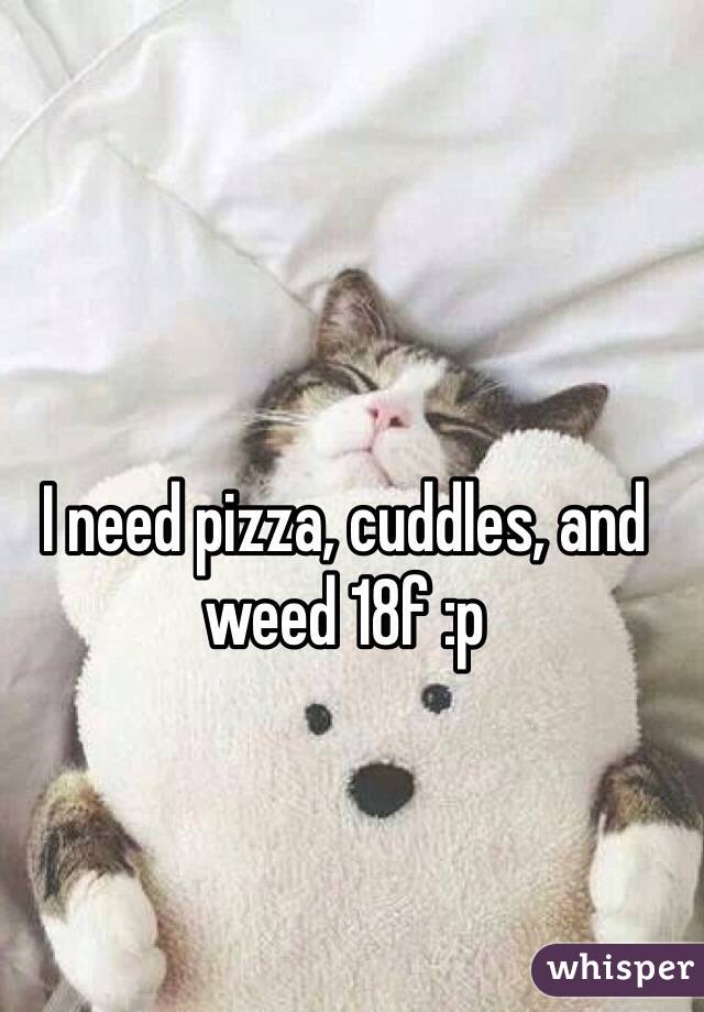 I need pizza, cuddles, and weed 18f :p