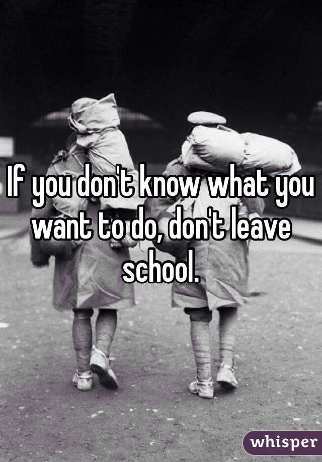 If you don't know what you want to do, don't leave school.