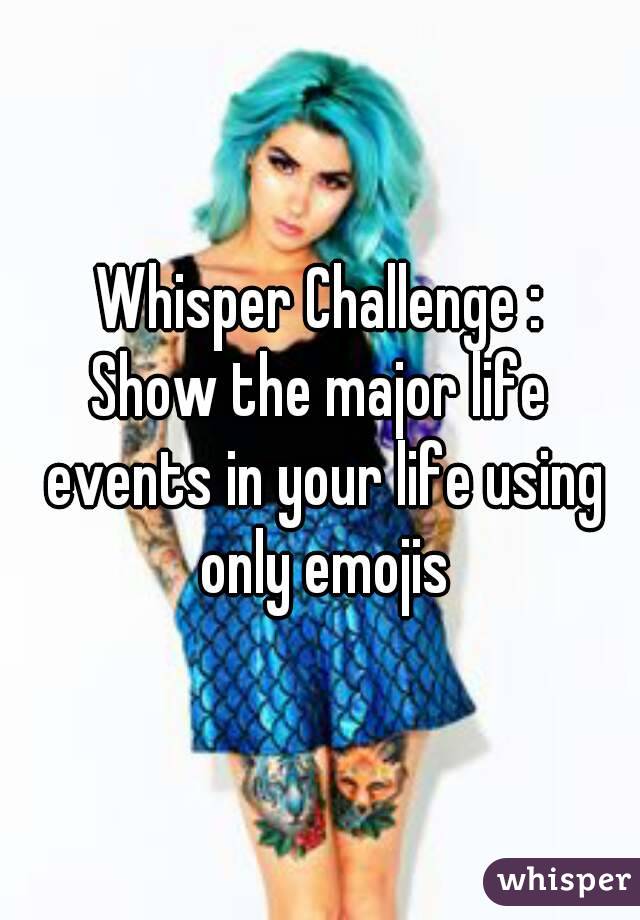 Whisper Challenge :
Show the major life events in your life using only emojis
