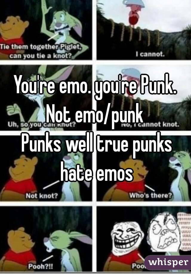 You're emo. you're Punk.
Not emo/punk
 Punks well true punks hate emos