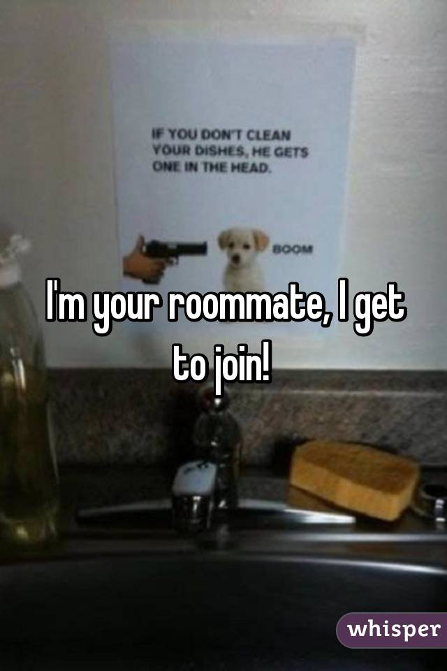 I'm your roommate, I get to join! 