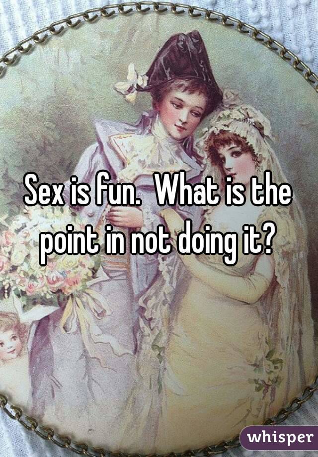 Sex is fun.  What is the point in not doing it? 
