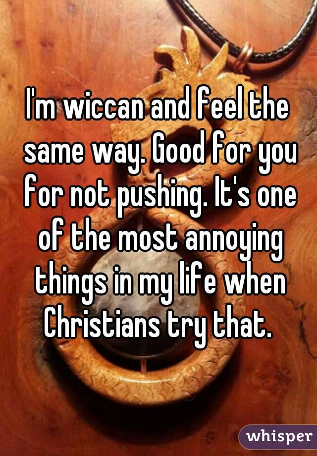 I'm wiccan and feel the same way. Good for you for not pushing. It's one of the most annoying things in my life when Christians try that. 