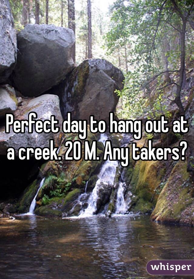 Perfect day to hang out at a creek. 20 M. Any takers?