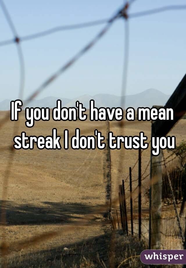If you don't have a mean streak I don't trust you