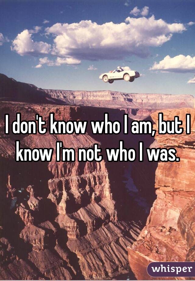 I don't know who I am, but I know I'm not who I was. 
