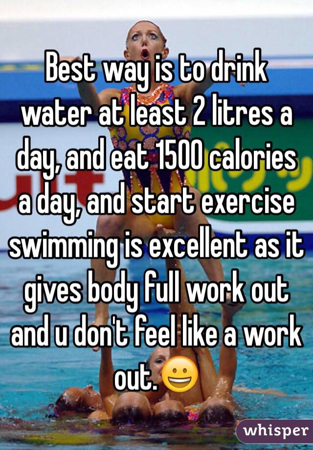 Best way is to drink water at least 2 litres a day, and eat 1500 calories a day, and start exercise  swimming is excellent as it gives body full work out and u don't feel like a work out.😀