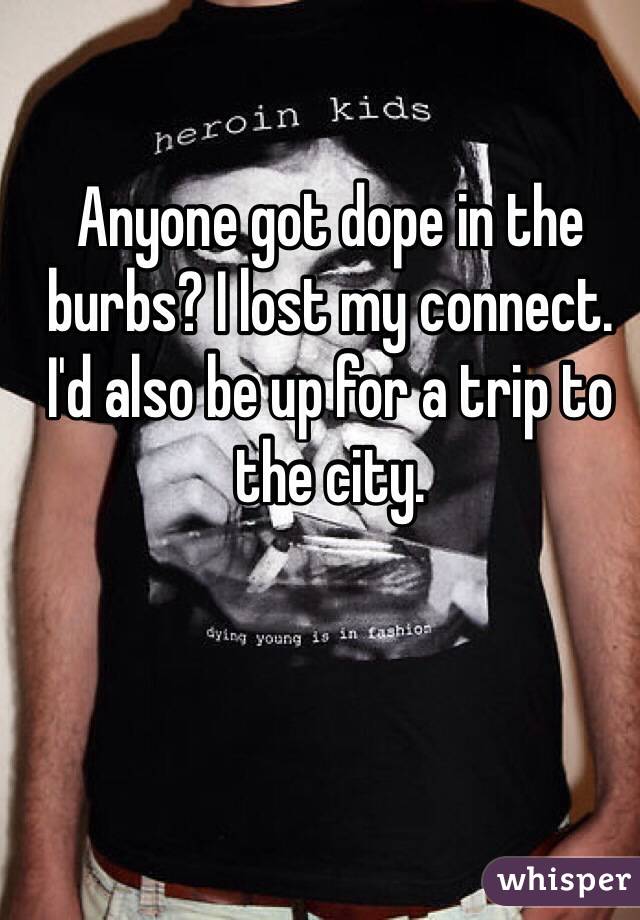 Anyone got dope in the burbs? I lost my connect. I'd also be up for a trip to the city. 