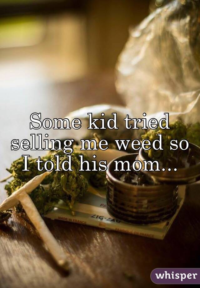 Some kid tried selling me weed so I told his mom...