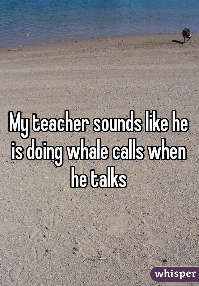 My teacher sounds like he is doing whale calls when he talks