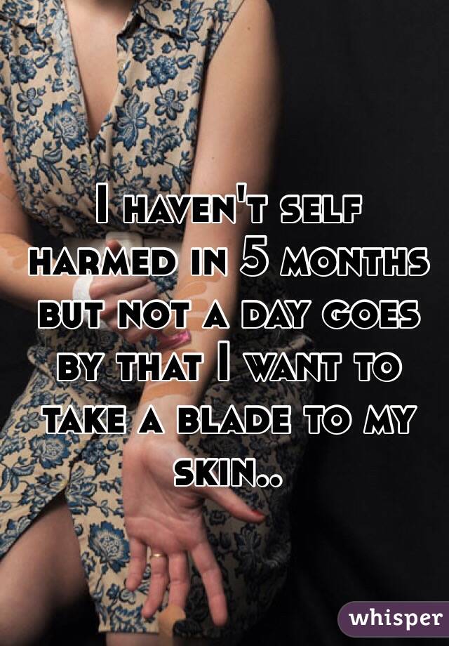 I haven't self harmed in 5 months but not a day goes by that I want to take a blade to my skin..