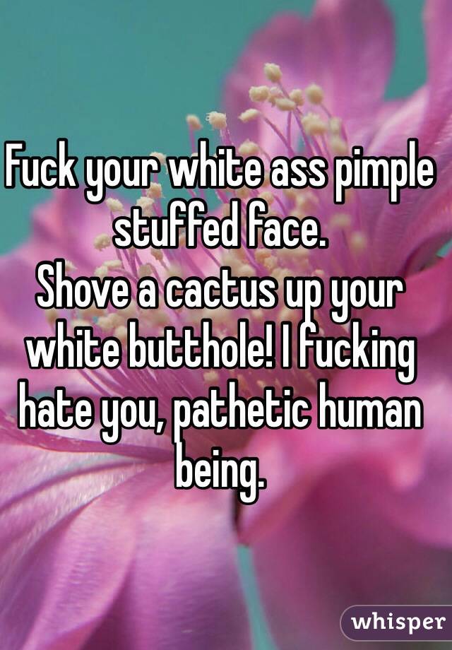 Fuck your white ass pimple stuffed face. 
Shove a cactus up your white butthole! I fucking hate you, pathetic human being. 