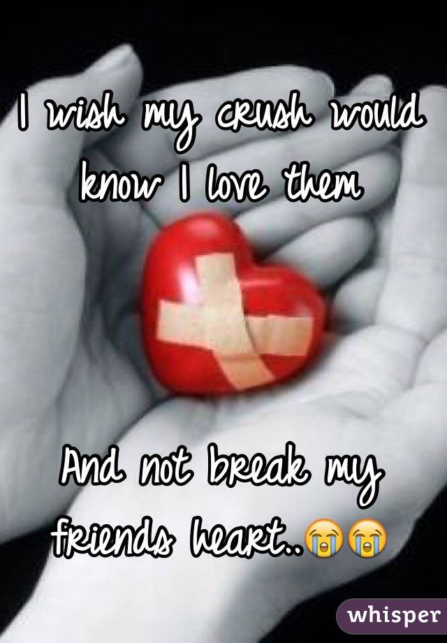 I wish my crush would know I love them



And not break my friends heart..😭😭