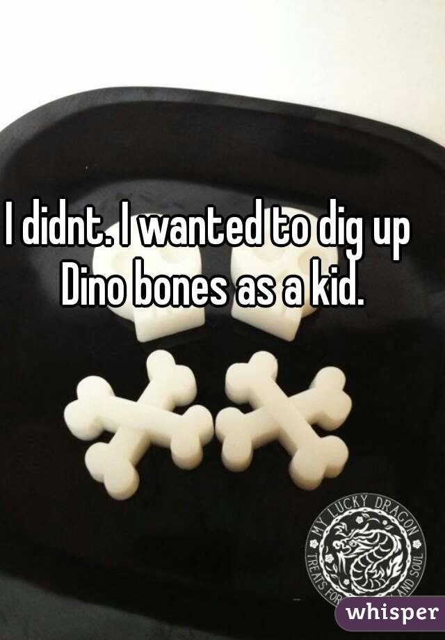 I didnt. I wanted to dig up Dino bones as a kid.