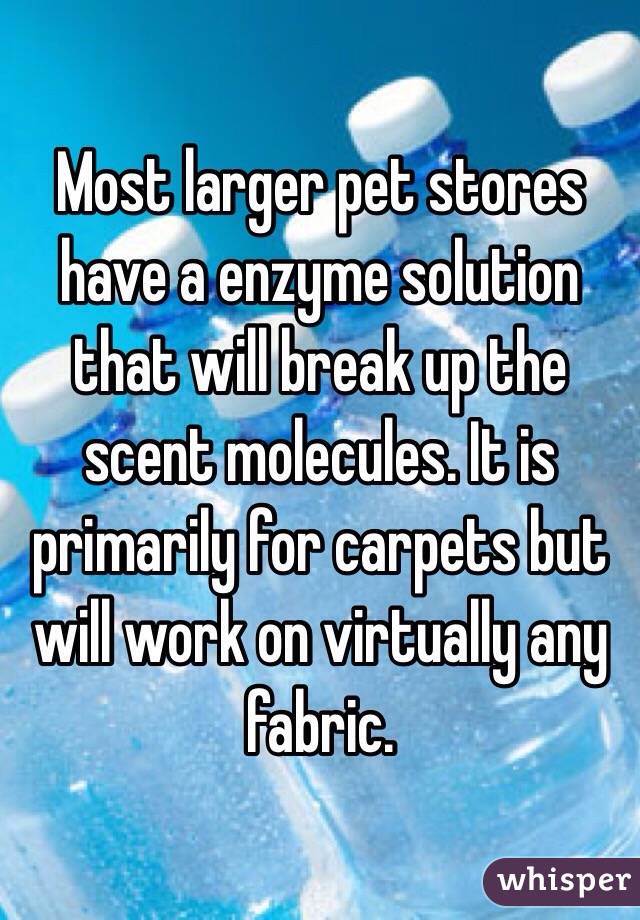Most larger pet stores have a enzyme solution that will break up the scent molecules. It is primarily for carpets but will work on virtually any fabric. 