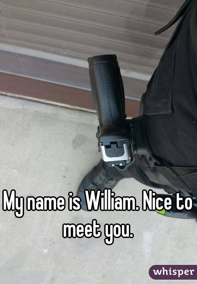 My name is William. Nice to meet you. 