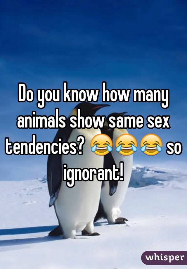 Do you know how many animals show same sex tendencies? 😂😂😂 so ignorant!