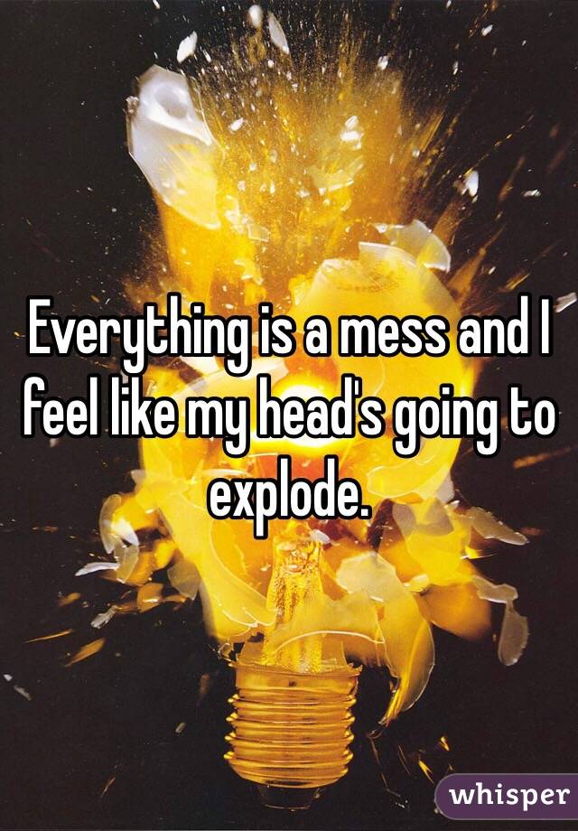 Everything is a mess and I feel like my head's going to explode.