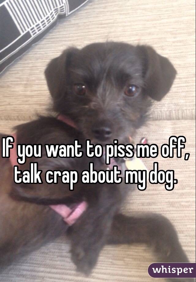 If you want to piss me off, talk crap about my dog.
