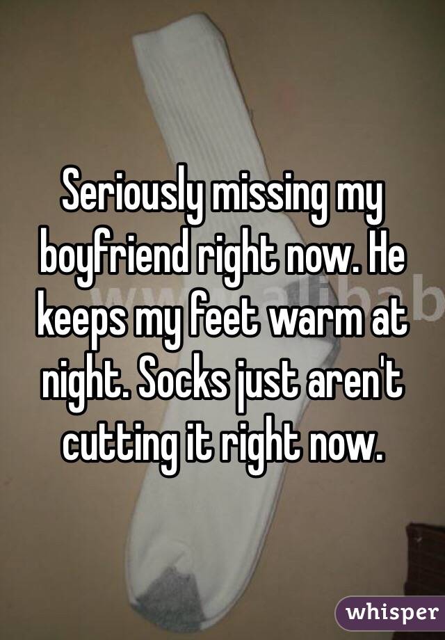 Seriously missing my boyfriend right now. He keeps my feet warm at night. Socks just aren't cutting it right now.