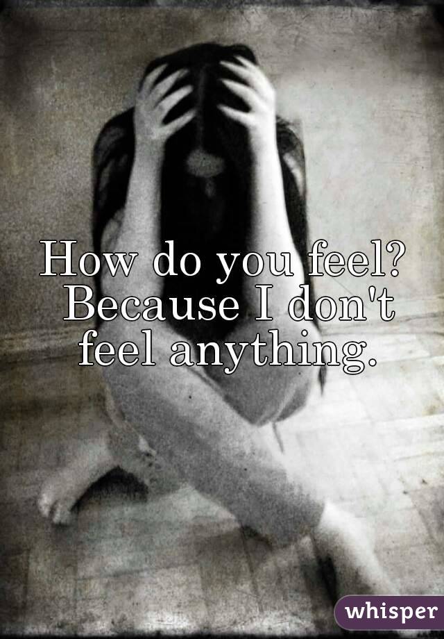 How do you feel? Because I don't feel anything.