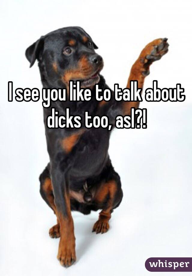 I see you like to talk about dicks too, asl?!