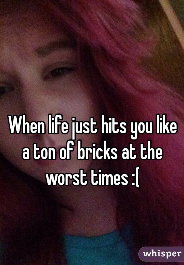 When life just hits you like a ton of bricks at the worst times :(