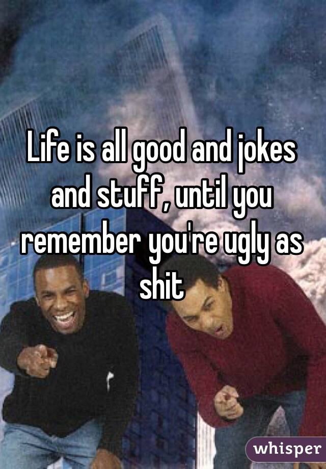 Life is all good and jokes and stuff, until you remember you're ugly as shit