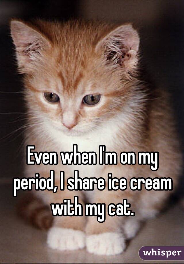 Even when I'm on my period, I share ice cream with my cat.