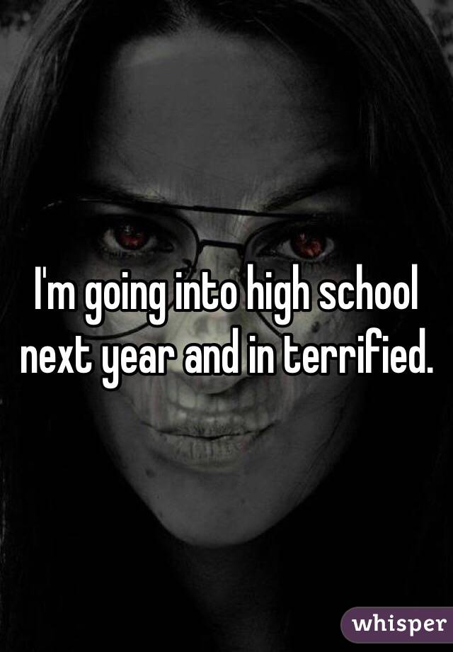 I'm going into high school next year and in terrified. 