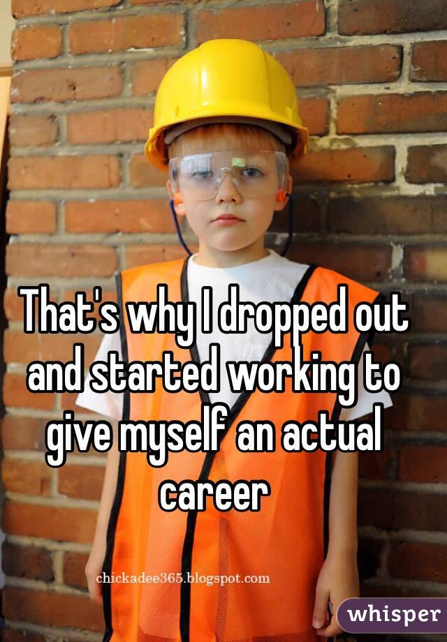 That's why I dropped out and started working to give myself an actual career