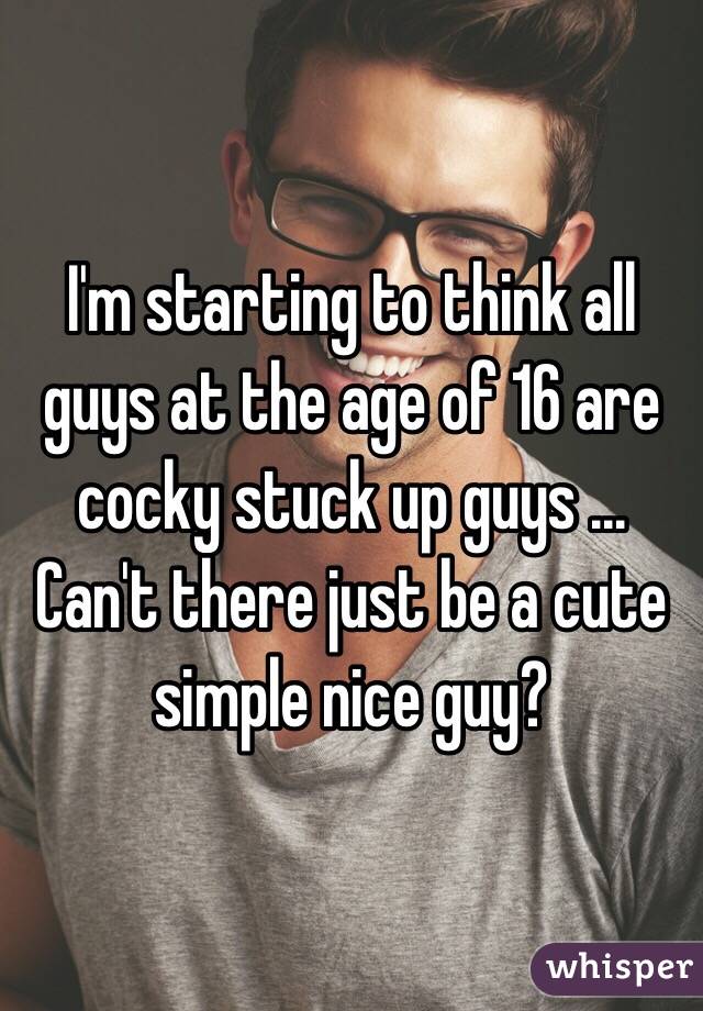 I'm starting to think all guys at the age of 16 are cocky stuck up guys ... 
Can't there just be a cute simple nice guy? 