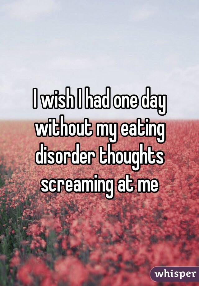 I wish I had one day without my eating disorder thoughts screaming at me