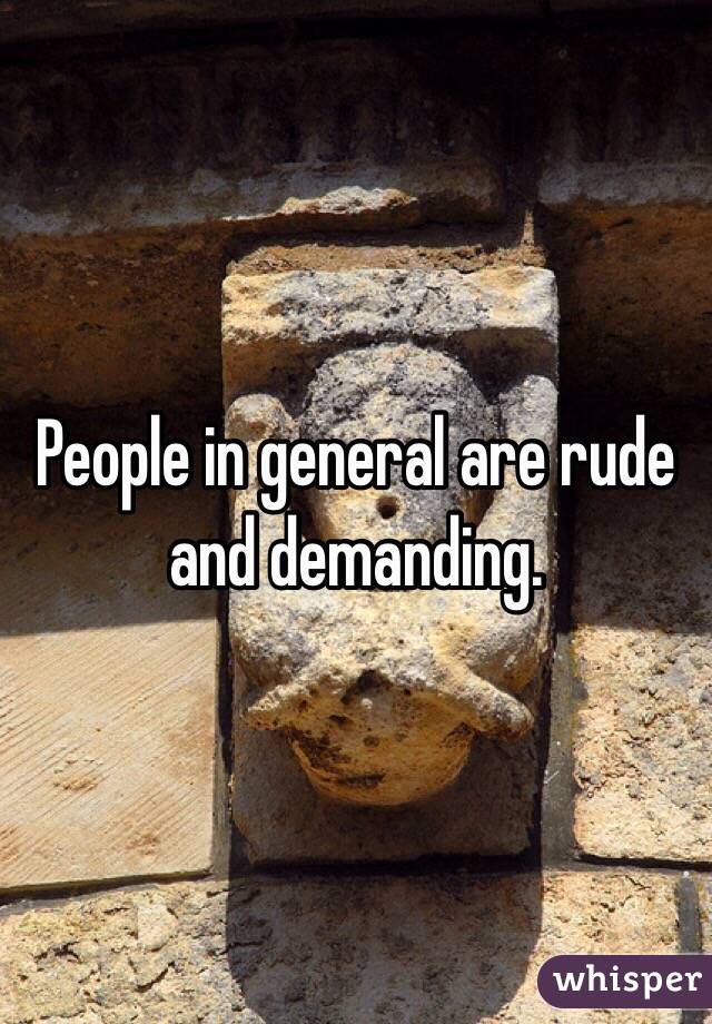 People in general are rude and demanding. 