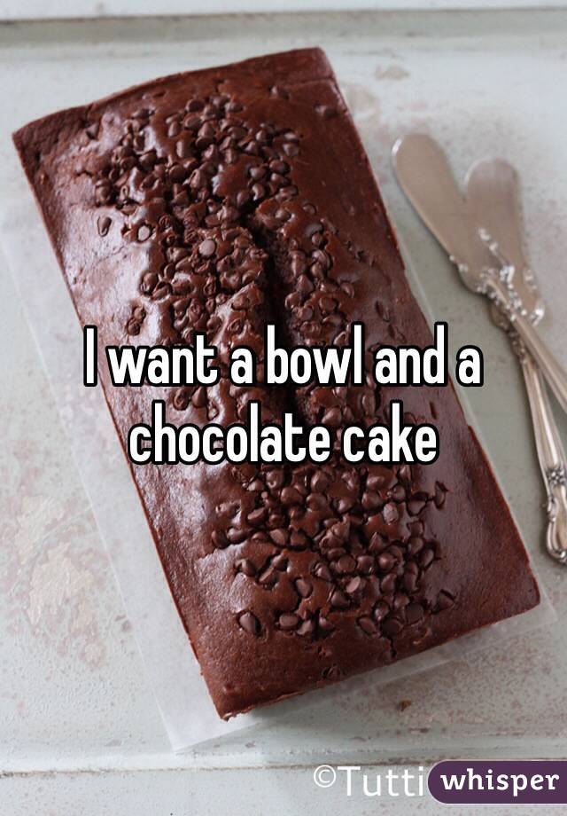 I want a bowl and a chocolate cake 