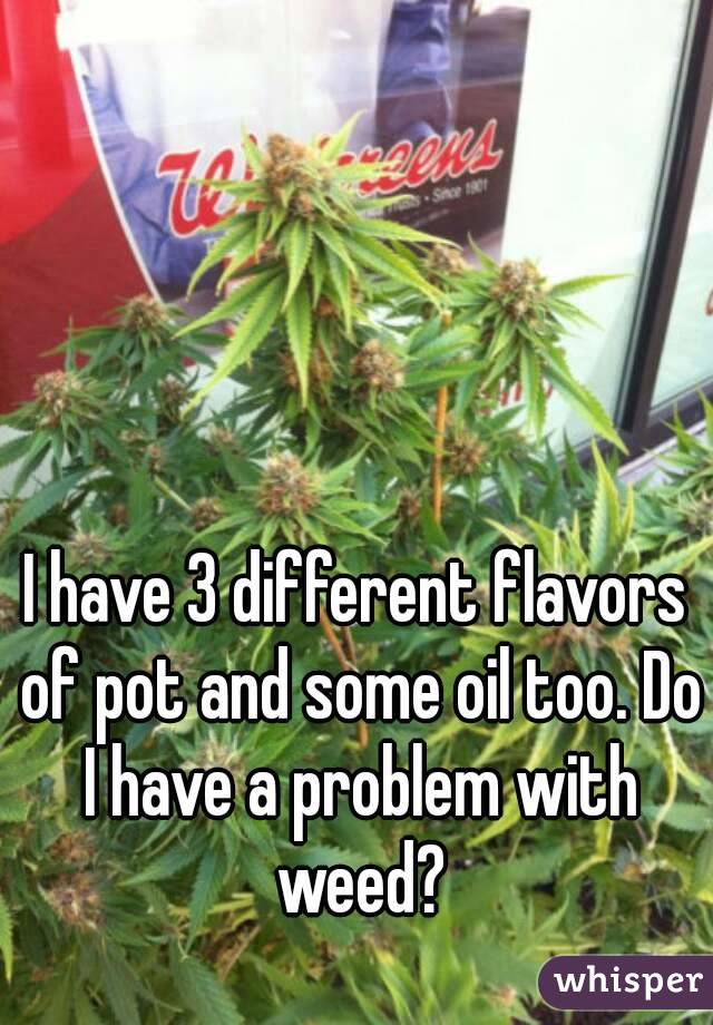 I have 3 different flavors of pot and some oil too. Do I have a problem with weed?