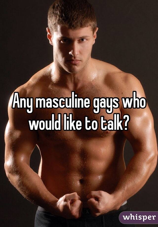 Any masculine gays who would like to talk?