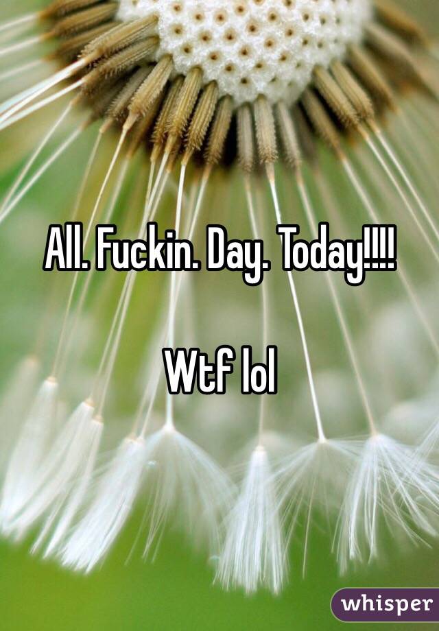 All. Fuckin. Day. Today!!!! 

Wtf lol 
