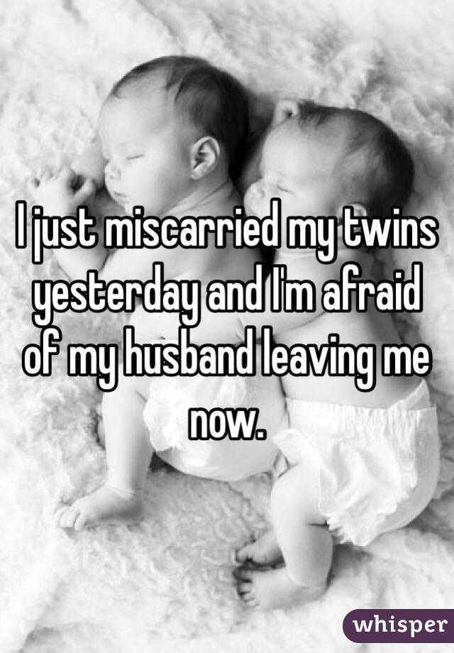 I just miscarried my twins yesterday and I'm afraid of my husband leaving me now. 