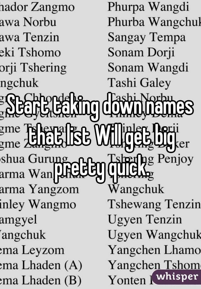 Start taking down names that list Will get big pretty quick.
