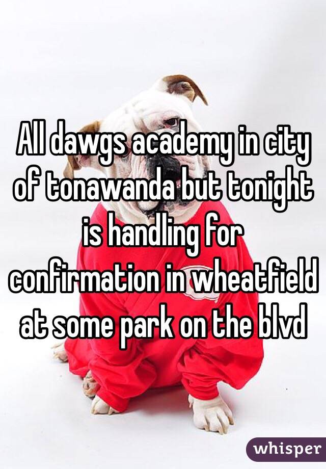 All dawgs academy in city of tonawanda but tonight is handling for confirmation in wheatfield at some park on the blvd