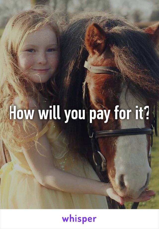 How will you pay for it?