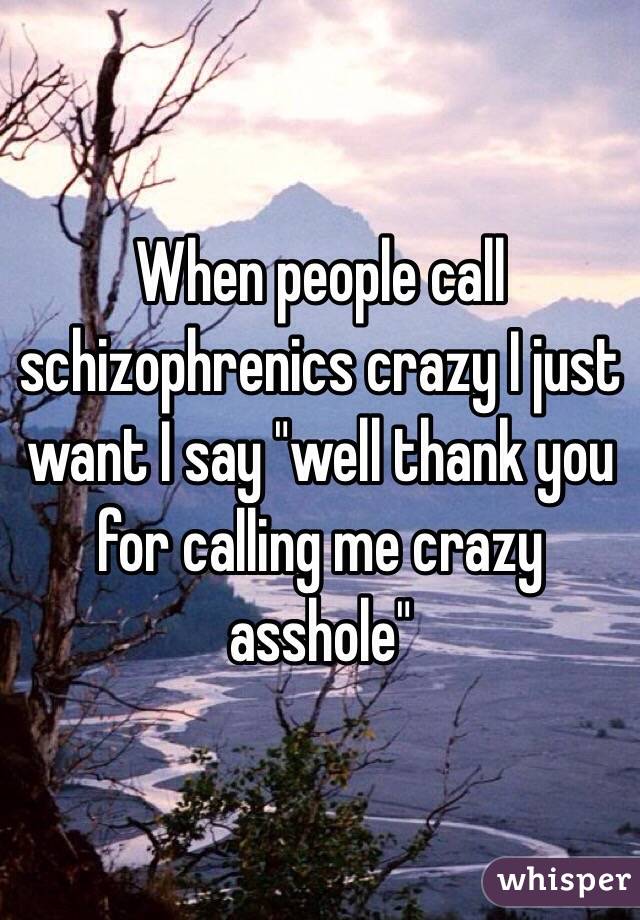 When people call schizophrenics crazy I just want I say "well thank you for calling me crazy asshole"